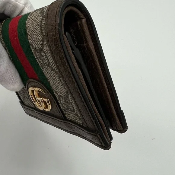 Gucci Women's Ophidia GG Leather Trimmed Card Case Wallet❤️ - Picture 9 of 10